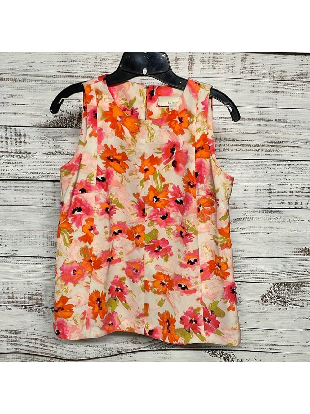 Loft Floral Tank Small Petite Pink Orange
